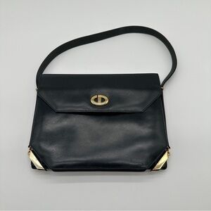 Vintage Christian Dior Black Leather Shoulder Bag